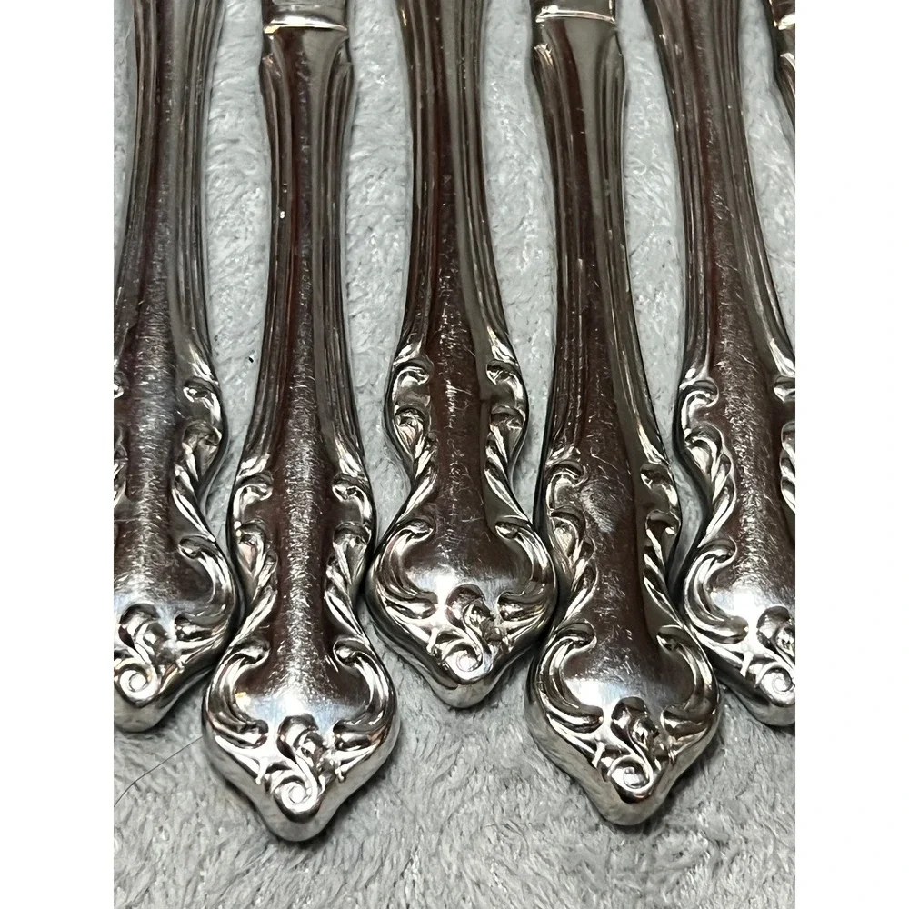 Eldan Japan Rococo Dinner Knives Set of‎ 8 Ornate Stainless Flatware VTG